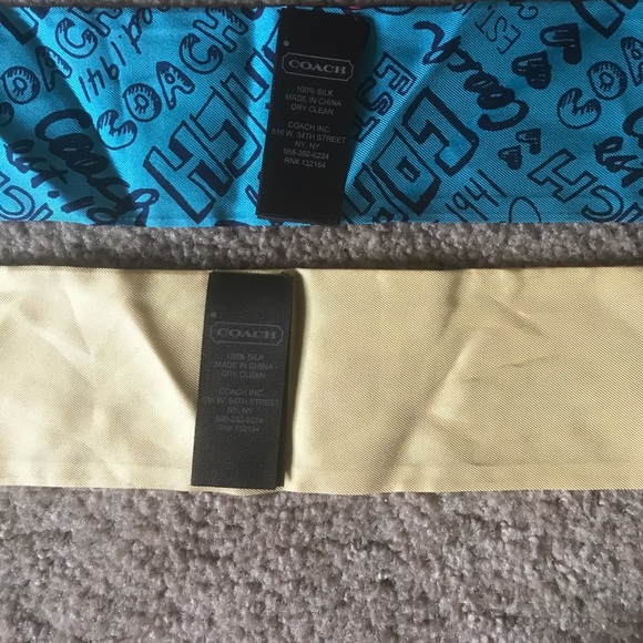Coach | authentic 100% silk thin purse reversible scarf Kristin yellow print - Picture 6 of 6